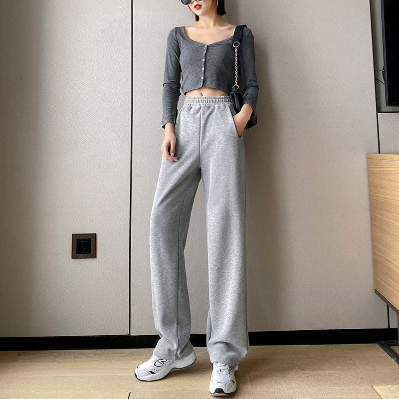 Gray Sweatpants Women's 2024 Spring And Summer New Loose Beam Feet Look Thin Casual Wide-leg Sweatpants Women's Ins Tide 290