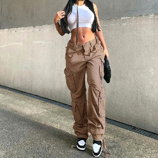 Y2K Cargo Pants Women's Baggy Pants Wide Leg Retro Daddy Jeans Women