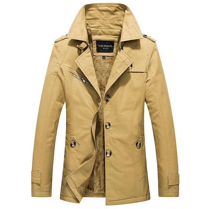 Men Winter Casual Jacket Man Warmth Cotton Clothes Long Coat