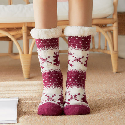 Chaussettes HIVER Chaussettes de sol pour enfants Adultes Plus Velours Neige 