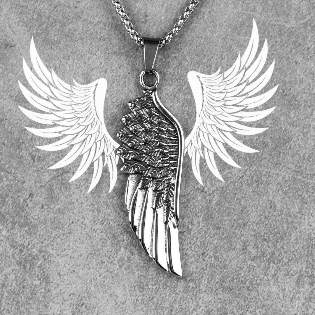 European And American Ins Retro Feather Wings Necklace Male Hip-hop Simple Personality Long Pendant All-match Sweater Sweater Chain