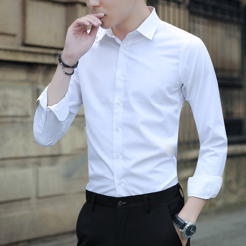 Shirt Men's Long-sleeved Slim Non-ironing Color Professional Business Formal Work White Men's Suit Groomsmen Hi Shirt