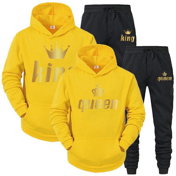 Autumn Trendy Brand Printed Hooded Sweater For Men And Women Couple Models Casual Sports Suit And Trousers Two-piece Set