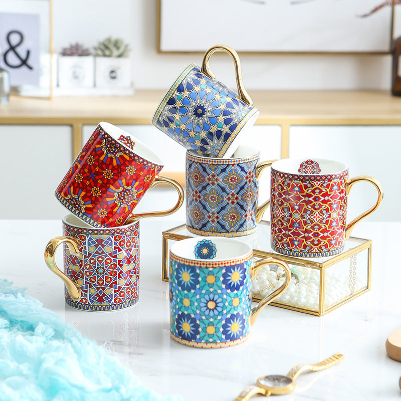 European And American Style Coffee Cup Set European Style Small Luxury Exquisite Afternoon Tea Ceramic Cup Moroccan Mug