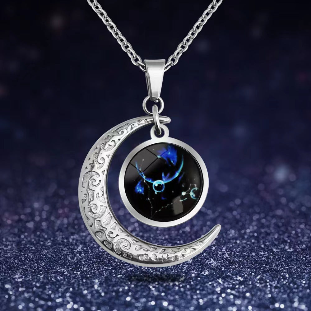 Fashion Personality Trend Twelve Constellations Starry Sky Luminous Necklace