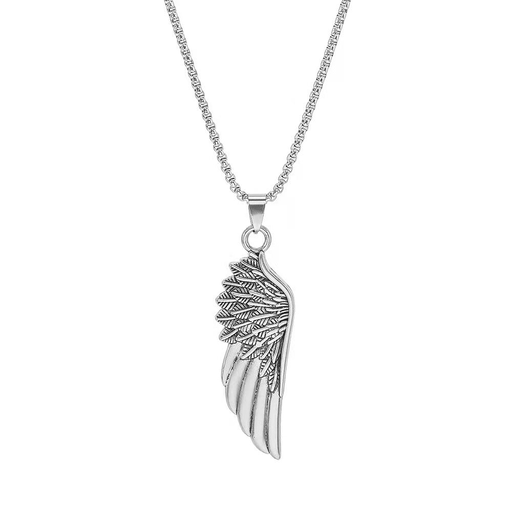 European And American Ins Retro Feather Wings Necklace Male Hip-hop Simple Personality Long Pendant All-match Sweater Sweater Chain