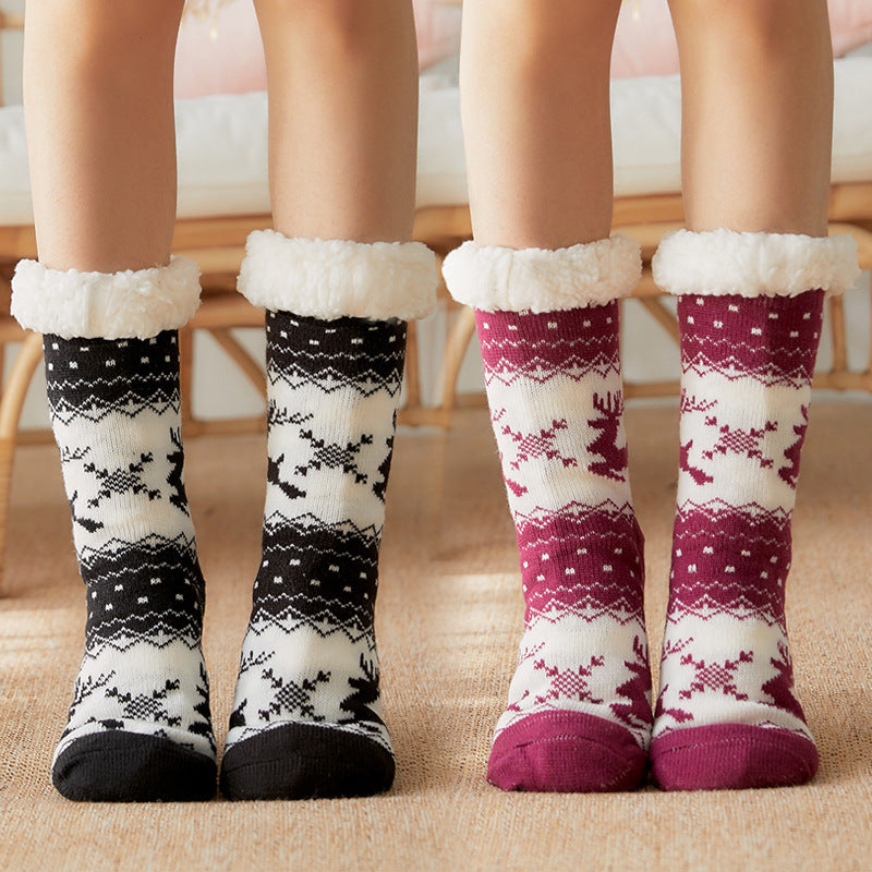 WINTER Socks Children Floor Socks Adult Plus Velvet Snow