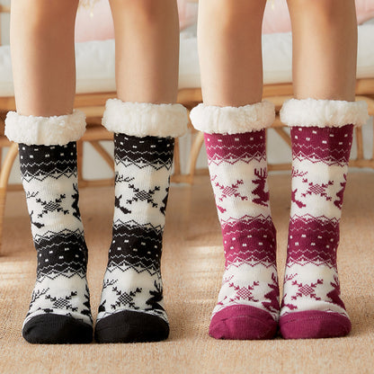 Chaussettes HIVER Chaussettes de sol pour enfants Adultes Plus Velours Neige 