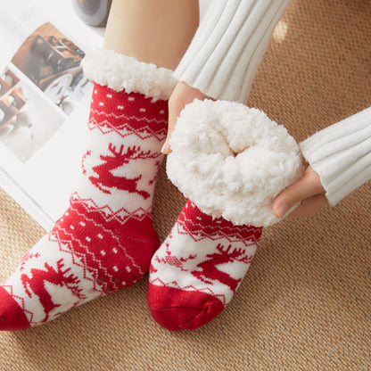 Chaussettes HIVER Chaussettes de sol pour enfants Adultes Plus Velours Neige 