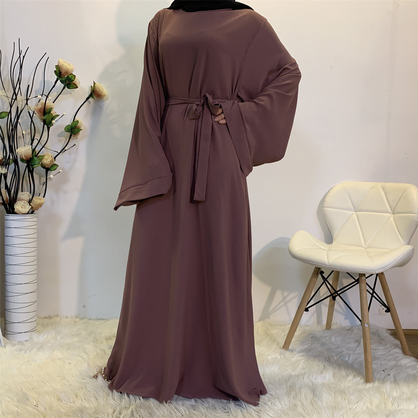 Arabic Robe Solid Color Large Size Dress