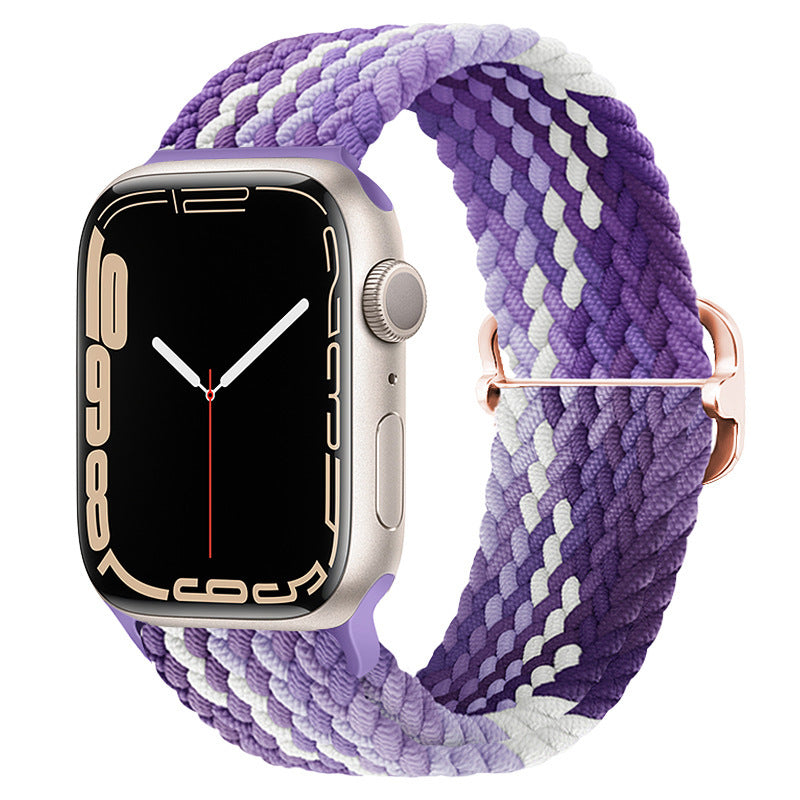 Casual Nylon Braided Elastic Integrated Sliding Buckle Iwatch Watch Strap