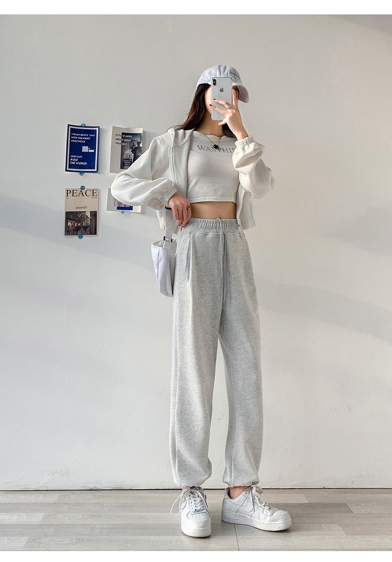 Gray Sweatpants Women's 2024 Spring And Summer New Loose Beam Feet Look Thin Casual Wide-leg Sweatpants Women's Ins Tide 290