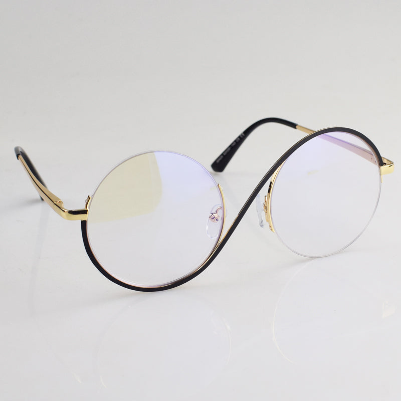 Qiyan Lower Half Frame Round Black Frame Myopia Glasses For Men And Women Niche Design Big Face Round Face Frame Anti-blue Light