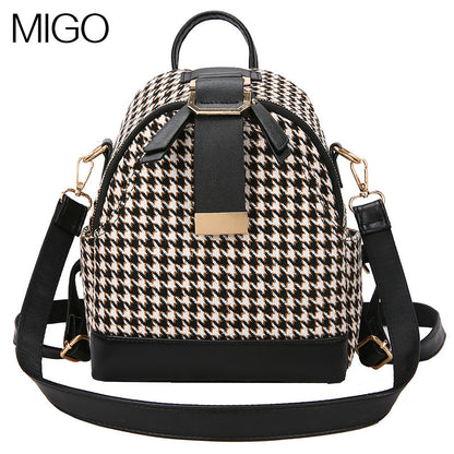 Shoulders Fashion Mini Houndstooth Popular Bag Trendy Korean Version Ins Backpack Schoolbag For Women