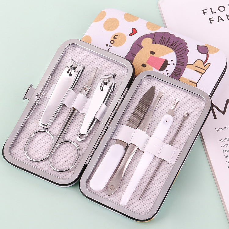 Leather Box 7-piece Nail Clippers Set Household Beauty Nail Tools Printing Logo Gift Nail Clippers Set