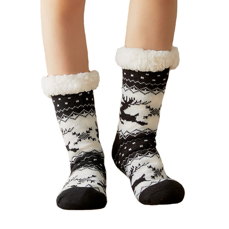 WINTER Socks Children Floor Socks Adult Plus Velvet Snow