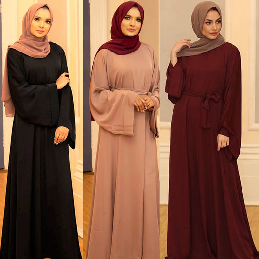 Arabic Robe Solid Color Large Size Dress