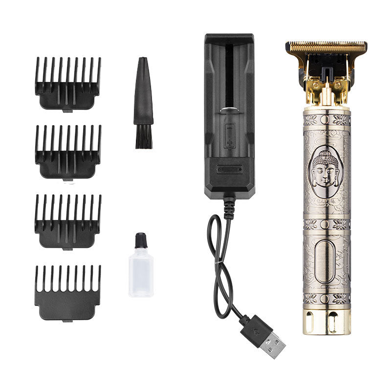 T9 Beard Digital Display Electric Hair Clipper Shaving Head Electric Clipper Carving Push White Power Clipper