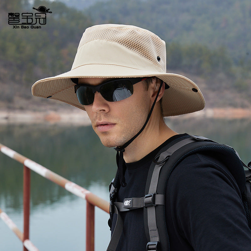 8166 Summer Sunscreen Fisherman Hat Men's Big Brim Hat Women's Outdoor Mountaineering And Fishing Sunshade Breathable Sun Hat