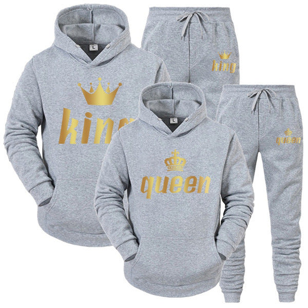 Autumn Trendy Brand Printed Hooded Sweater For Men And Women Couple Models Casual Sports Suit And Trousers Two-piece Set