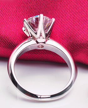 JZ017 Six-claw Simulation Female Diamond Ring 50 Points Platinum Wedding 1 Carat 2 Carat 3 Carat Zircon Ring