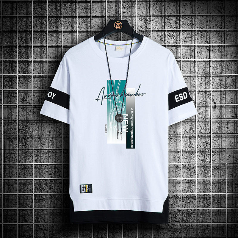 Summer White Half-sleeved Men's T-shirt Tide Brand Trendy Student Clothes