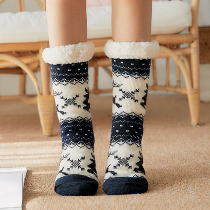 Chaussettes HIVER Chaussettes de sol pour enfants Adultes Plus Velours Neige 