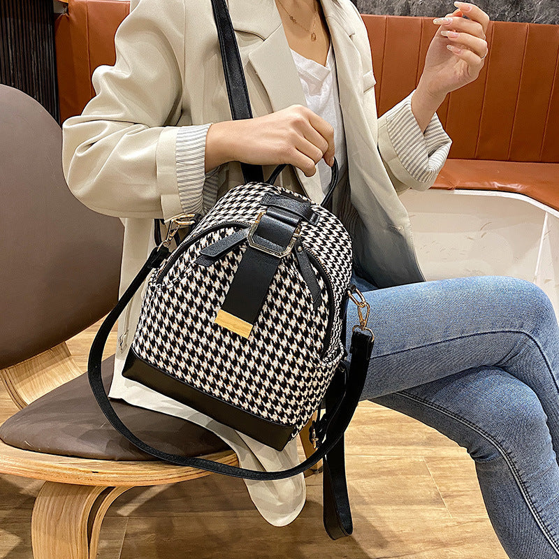 Shoulders Fashion Mini Houndstooth Popular Bag Trendy Korean Version Ins Backpack Schoolbag For Women