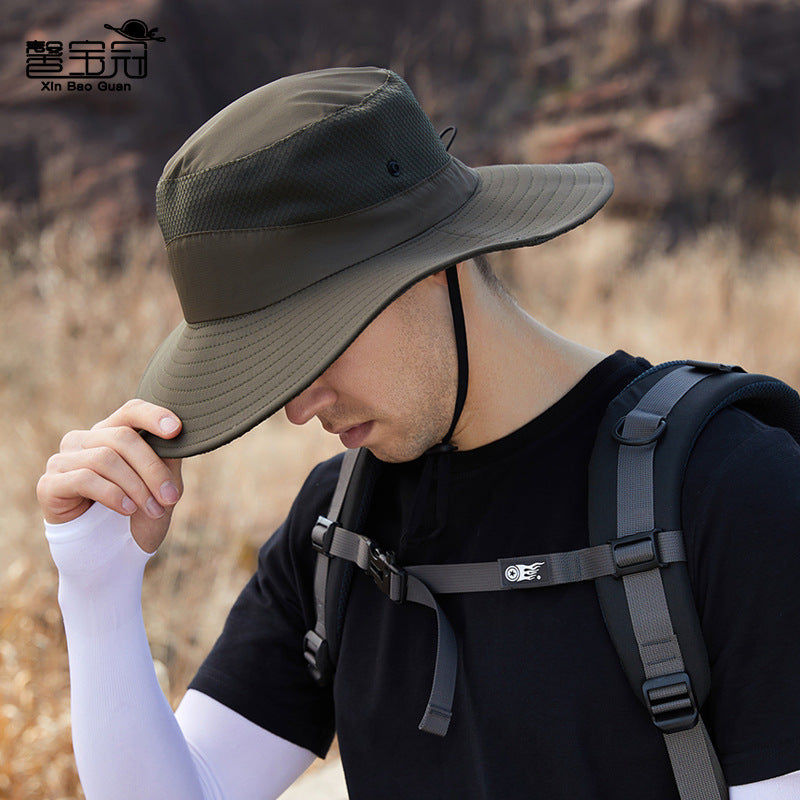 8166 Summer Sunscreen Fisherman Hat Men's Big Brim Hat Women's Outdoor Mountaineering And Fishing Sunshade Breathable Sun Hat