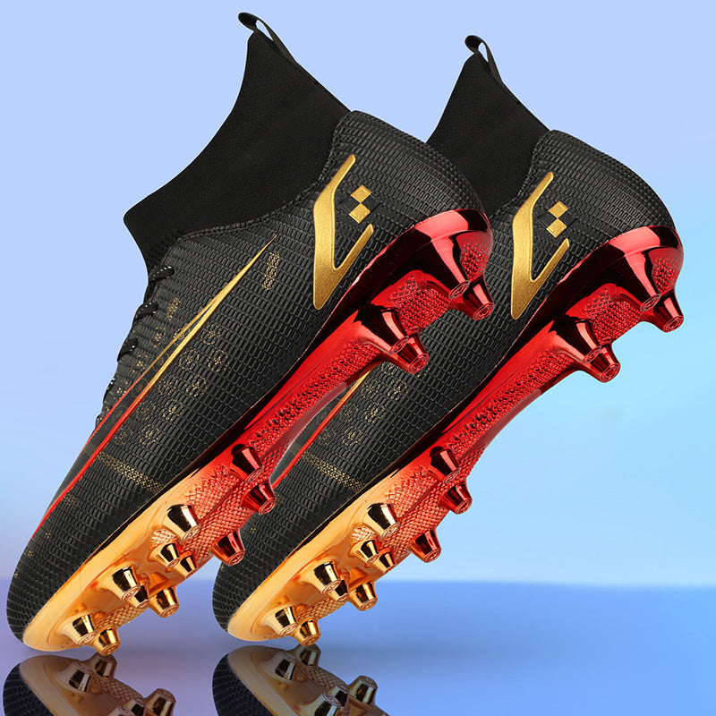 Gold-plated Soccer Shoes Boys And Girls AG Nails Artificial Turf Teenage Students Leather Foot Training Shoes