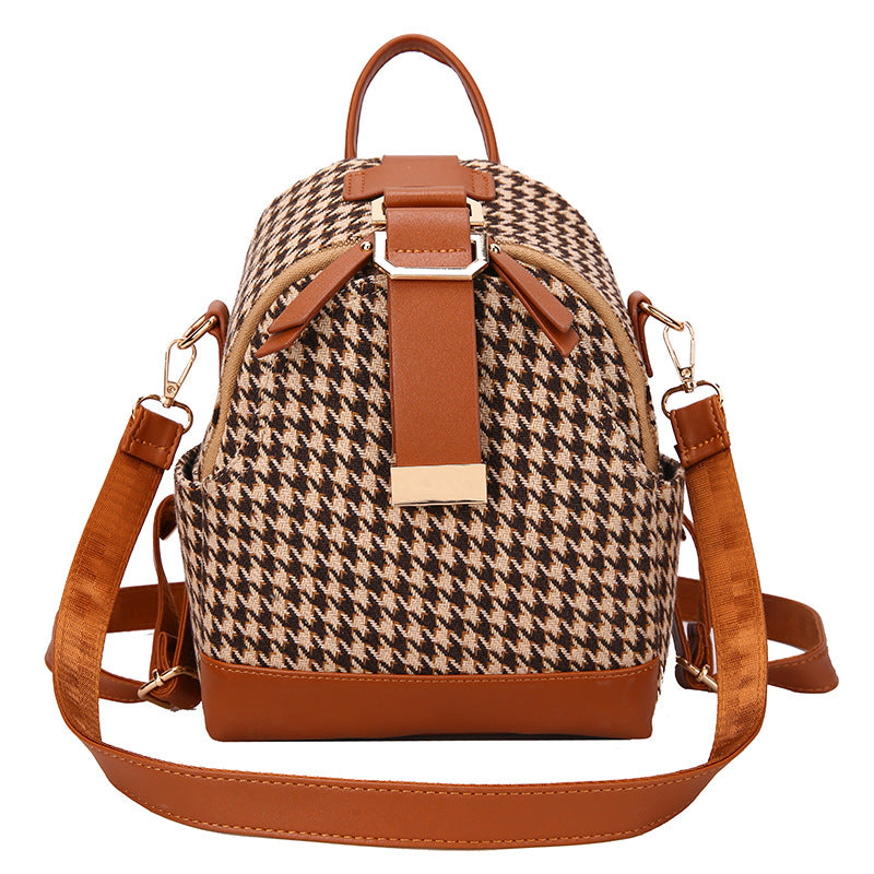 Shoulders Fashion Mini Houndstooth Popular Bag Trendy Korean Version Ins Backpack Schoolbag For Women