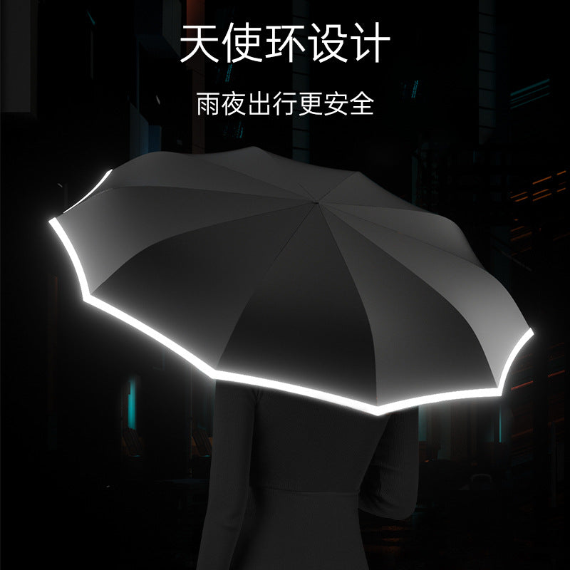 ZUODU Zuodu Fully Automatic Reverse Umbrella Technology Umbrella Men's Large Reinforced Thickened Strong Wind-resistant Folding Umbrella