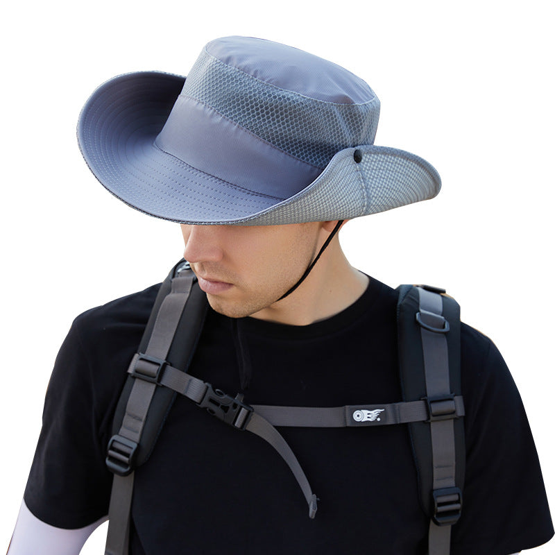 8166 Summer Sunscreen Fisherman Hat Men's Big Brim Hat Women's Outdoor Mountaineering And Fishing Sunshade Breathable Sun Hat