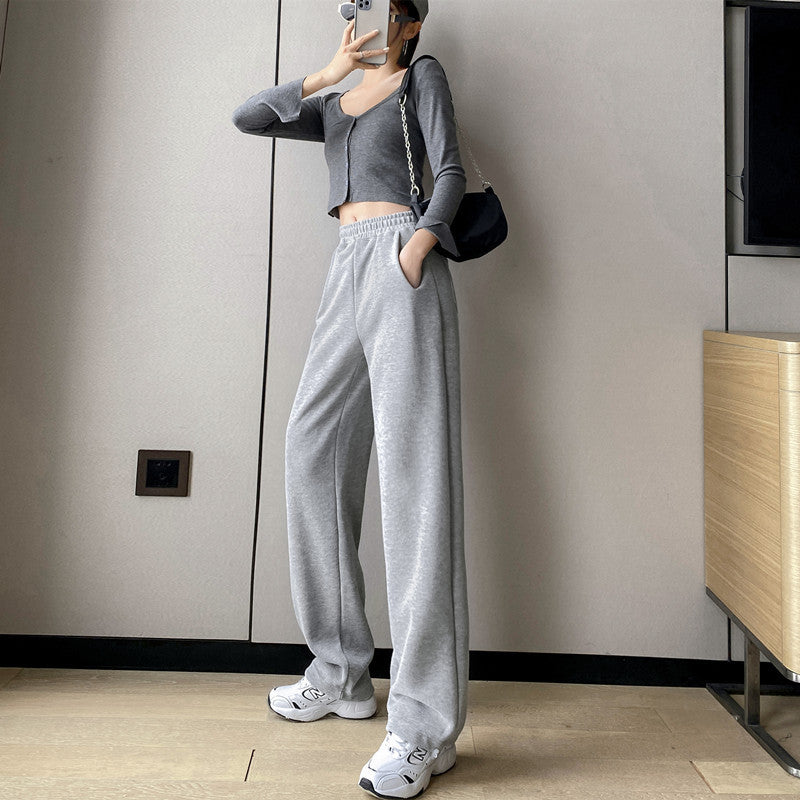 Gray Sweatpants Women's 2024 Spring And Summer New Loose Beam Feet Look Thin Casual Wide-leg Sweatpants Women's Ins Tide 290