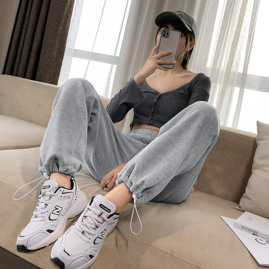 Gray Sweatpants Women's 2024 Spring And Summer New Loose Beam Feet Look Thin Casual Wide-leg Sweatpants Women's Ins Tide 290