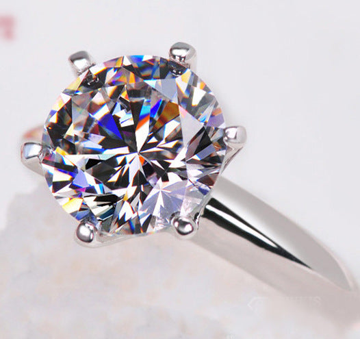 JZ017 Six-claw Simulation Female Diamond Ring 50 Points Platinum Wedding 1 Carat 2 Carat 3 Carat Zircon Ring