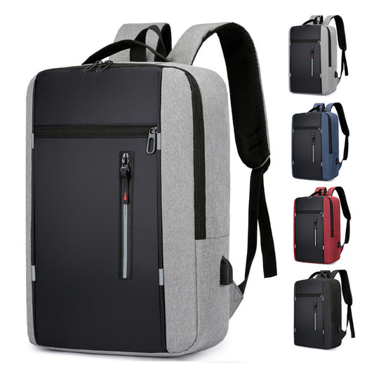 Backpack Simple Usb Charging Business Computer Bag Male Multi-functional Student Large-capacity Schoolbag