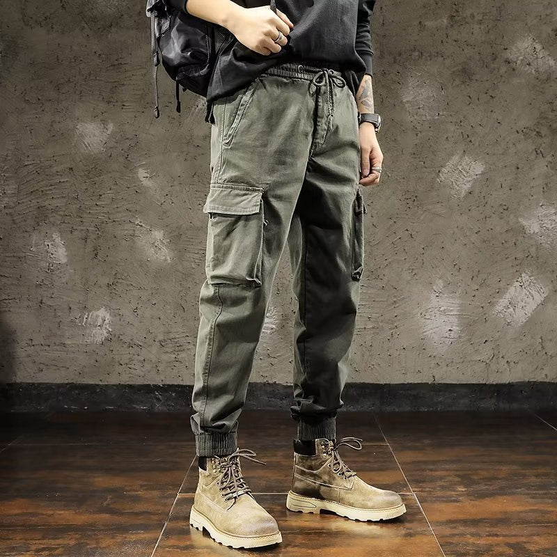 Spring And Autumn New Cotton Japanese Overalls Men&#039;s Tide Brand Loose Men&#039;s Beamed Casual Pants