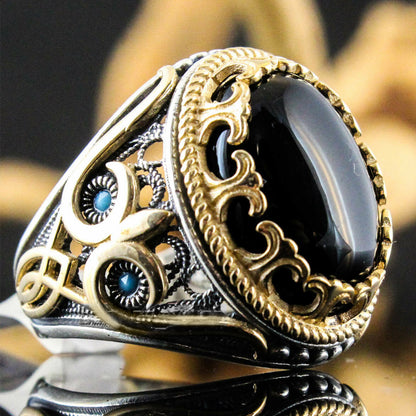 Winnie Cross-border Hot-selling Jewelry European And American Style Popular Retro Pattern Black Face Zircon Ring Manufacturers Wholesale And Direct Sales