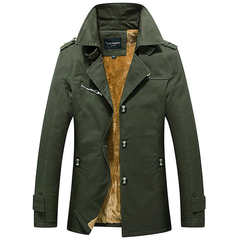 Men Winter Casual Jacket Man Warmth Cotton Clothes Long Coat