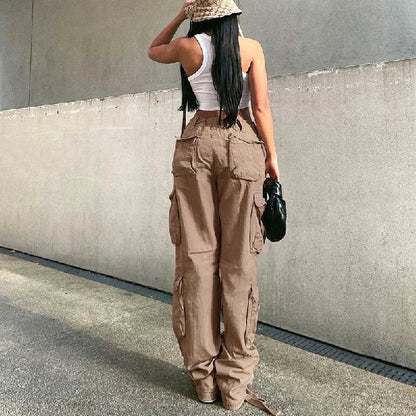 Pantalon Cargo Y2K pour femme, Baggy, jambes larges, rétro, jean papa pour femme 