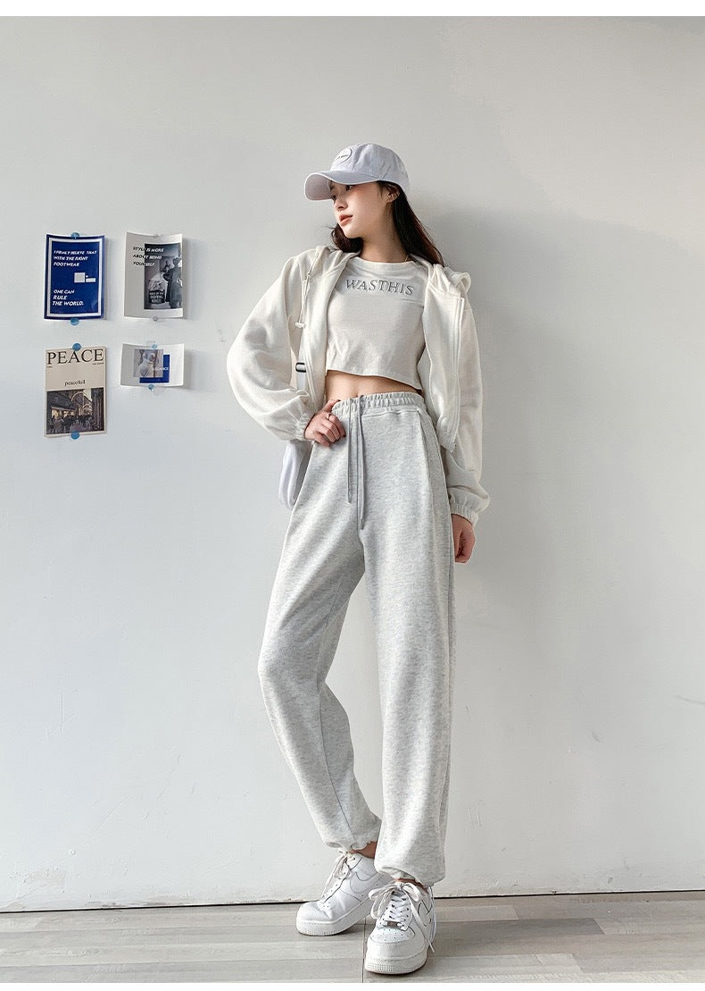 Gray Sweatpants Women's 2024 Spring And Summer New Loose Beam Feet Look Thin Casual Wide-leg Sweatpants Women's Ins Tide 290