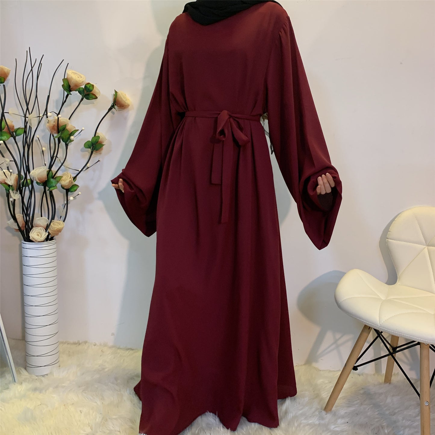 Arabic Robe Solid Color Large Size Dress