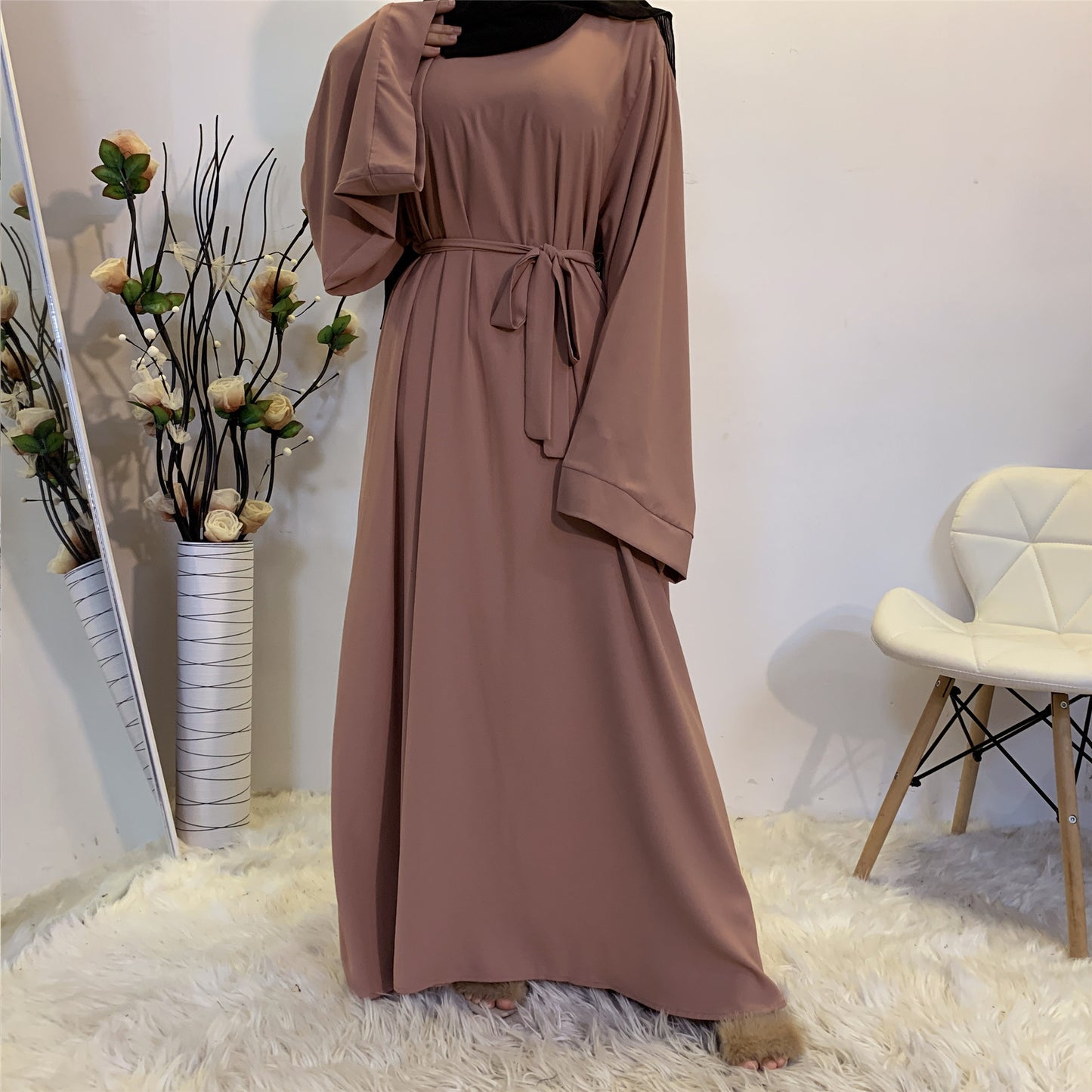 Arabic Robe Solid Color Large Size Dress