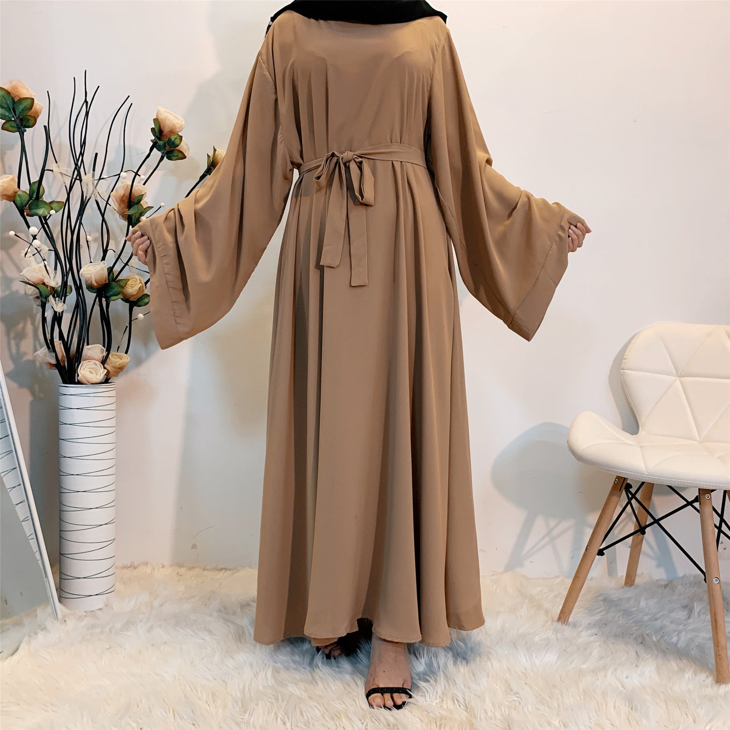 Arabic Robe Solid Color Large Size Dress