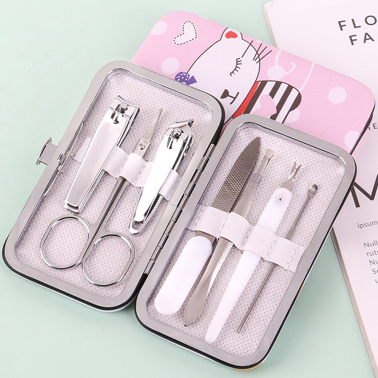 Leather Box 7-piece Nail Clippers Set Household Beauty Nail Tools Printing Logo Gift Nail Clippers Set