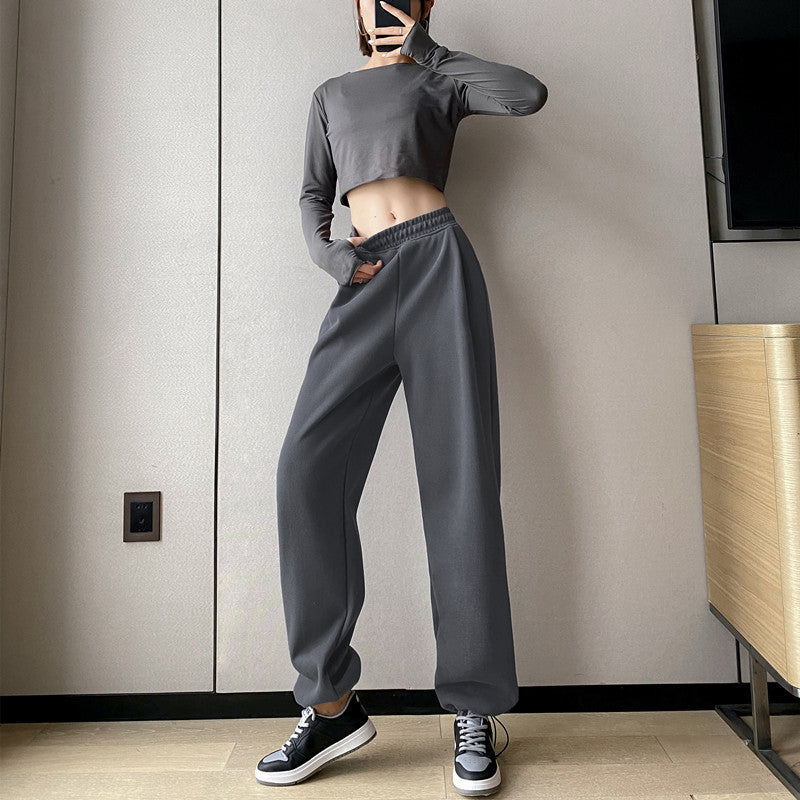 Gray Sweatpants Women's 2024 Spring And Summer New Loose Beam Feet Look Thin Casual Wide-leg Sweatpants Women's Ins Tide 290