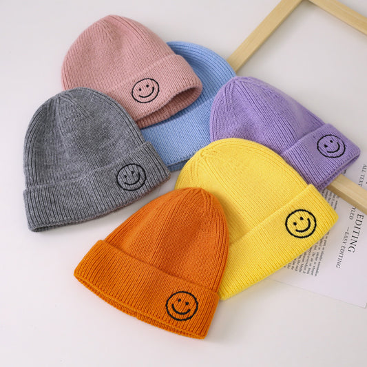 Baby Knitted Hat Woolen Hat Autumn And Winter Children's Boys And Girls Hats Infants And Young Children Candy Color Korean Version Of The Tide