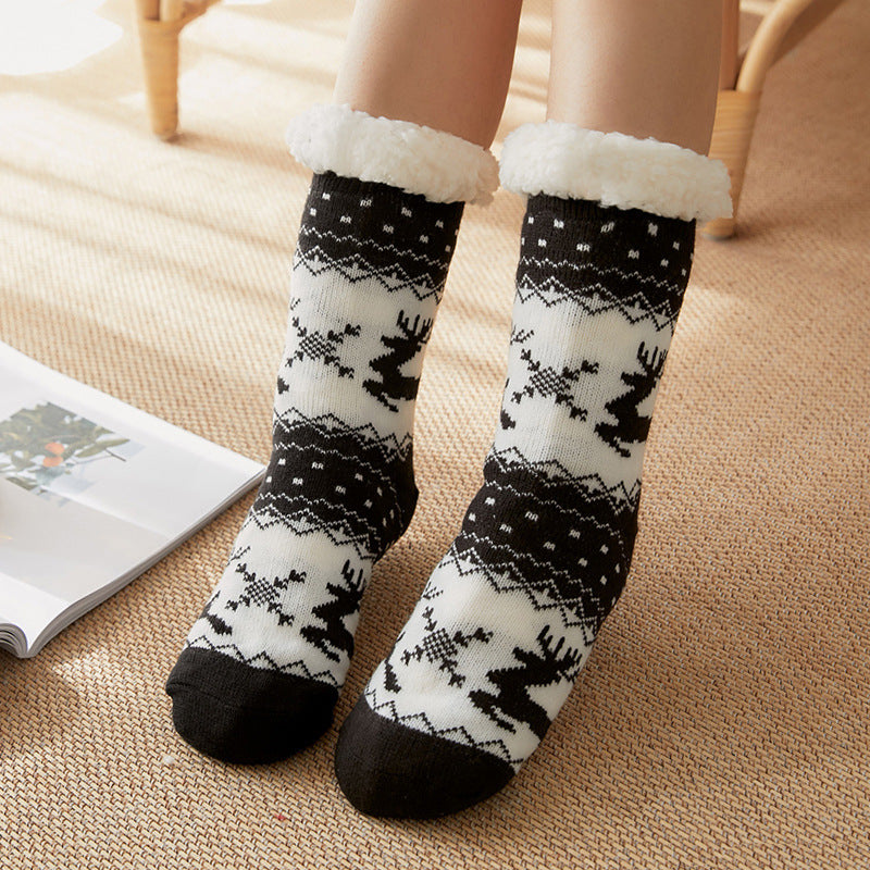 WINTER Socks Children Floor Socks Adult Plus Velvet Snow