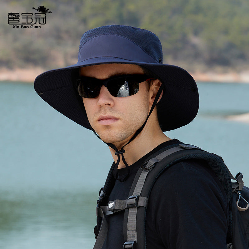 8166 Summer Sunscreen Fisherman Hat Men's Big Brim Hat Women's Outdoor Mountaineering And Fishing Sunshade Breathable Sun Hat